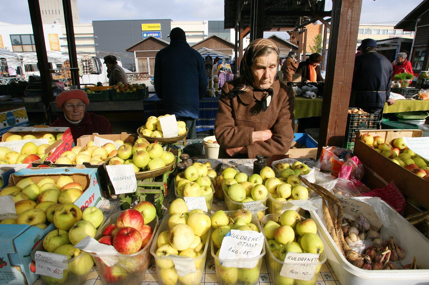 Pildil kodumaised õunad Viljandi turul.