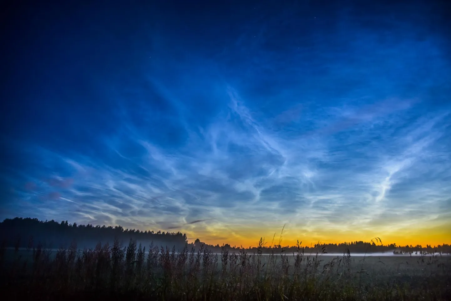 Neljapäeval kella ühe ajal pildistas fotograaf Kenno Soo Võhma lähedal helkivaid pilvi.