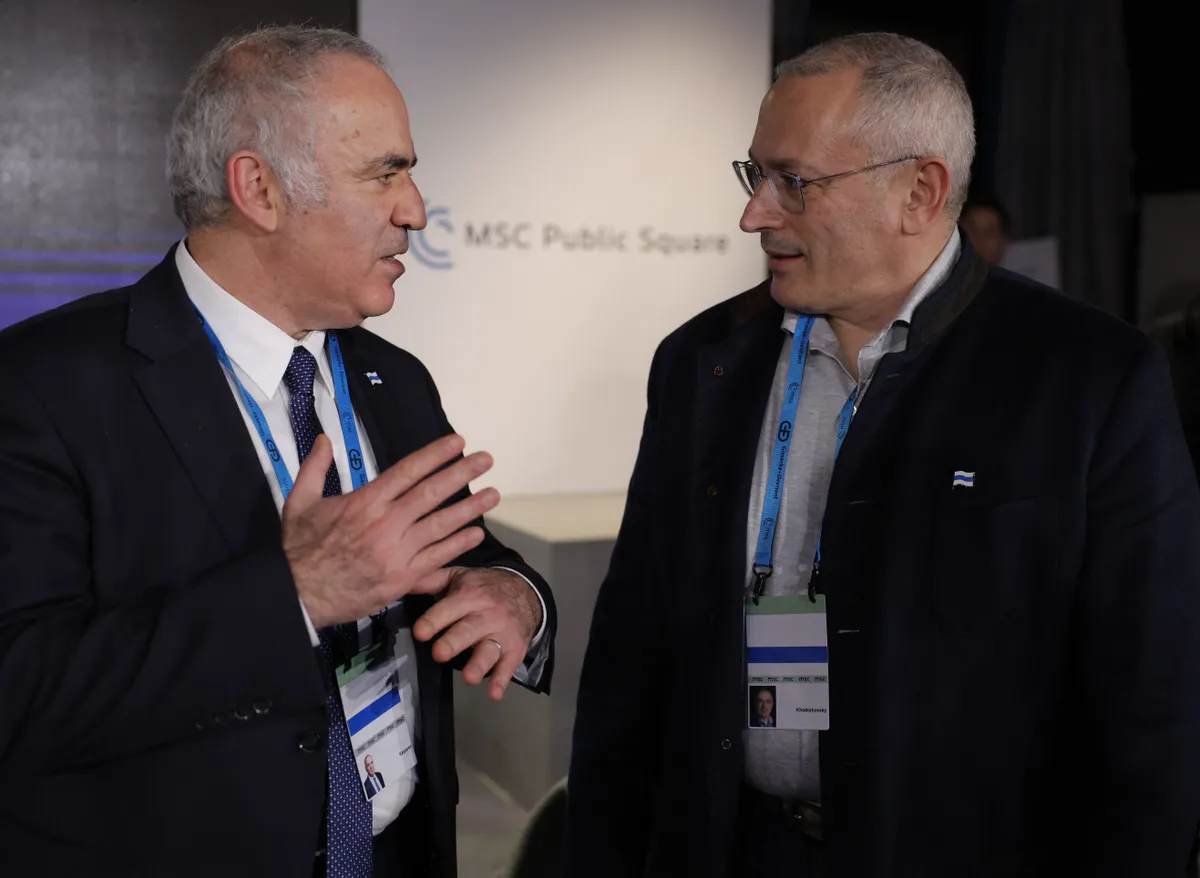 Гарри Каспаров и Михаил Ходорковский - сооснователи Российского Комитета Действия - на Мюнхенской конференции по безопасности, февраль 2023.