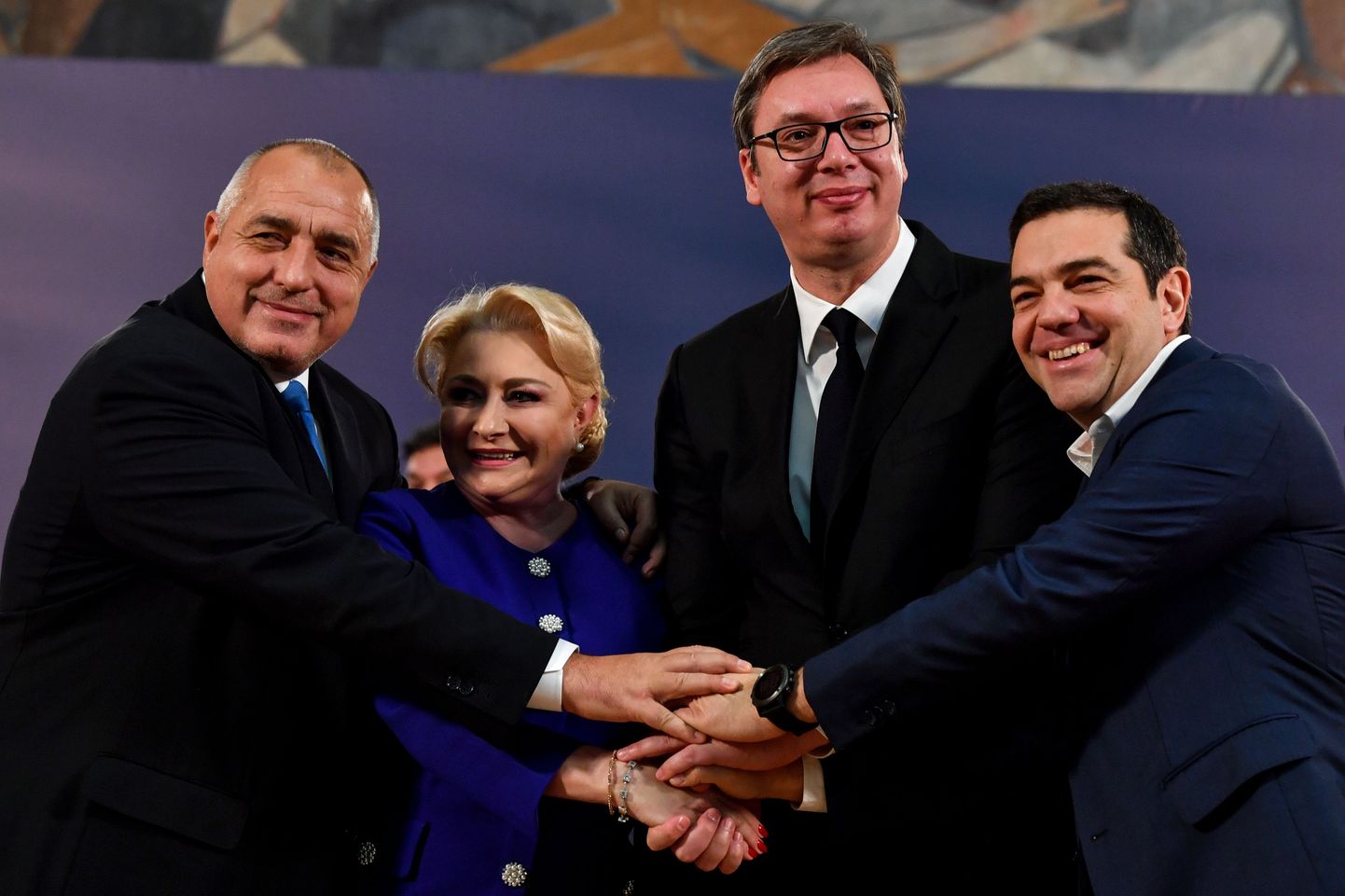Bulgaaria peaminister Boyko Borisov, Rumeenia peaminister Viorica Dancila, Serbia president Aleksandar Vucic ja Kreeka peaminister Alexis Tsipras tänasel tippkohtumisel.