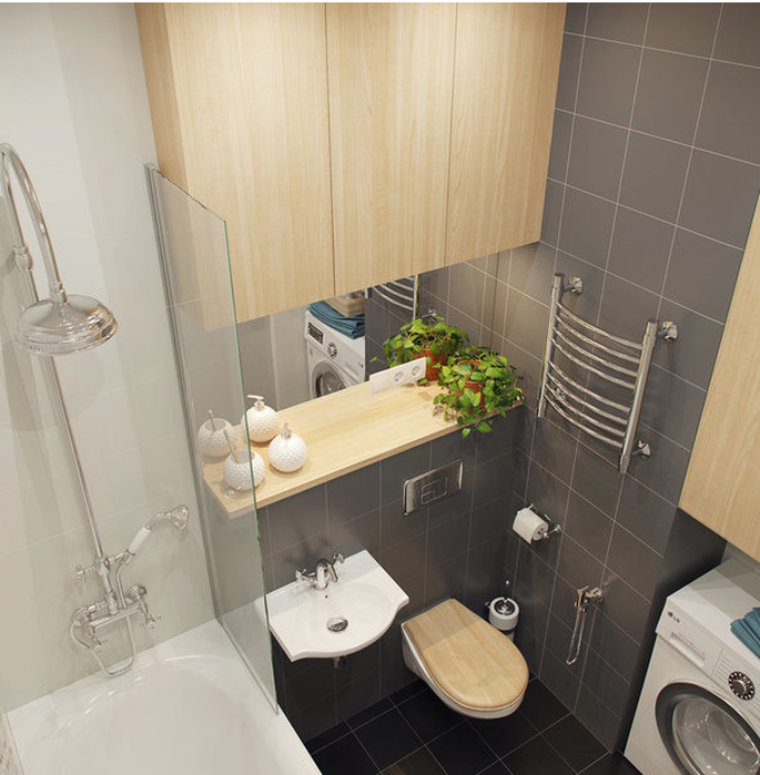 Маленькая ванная комната в многоквартирном доме: красивая и функциональная. Идеи и фотографии