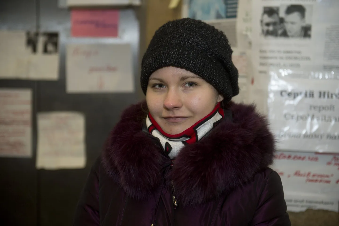 Meeleavaldused Ukrainas Kiievis. Fotol üliõpilane Olga, kes oma perekonnanime keeldus avaldamast.