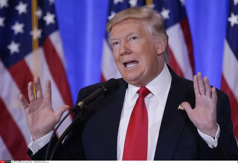 Donald Trump eile New Yorgis pressikonverentsi andmas. FOTO: John Angelillo/SIPA/Scanpix