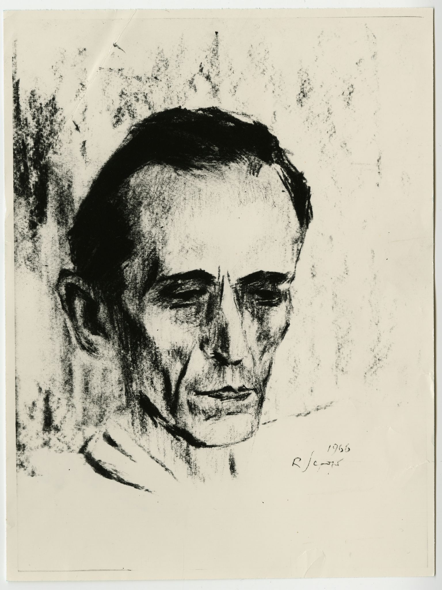 Artur Alliksaare portree 1966. aastast, söejoonistus, mille autoriks on Rudolf Sepp.