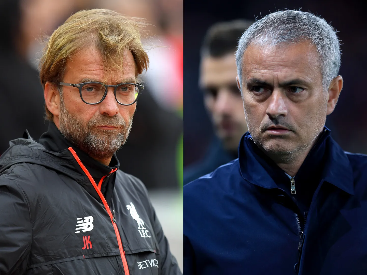Jürgen Klopp (V) ja Jose Mourinho