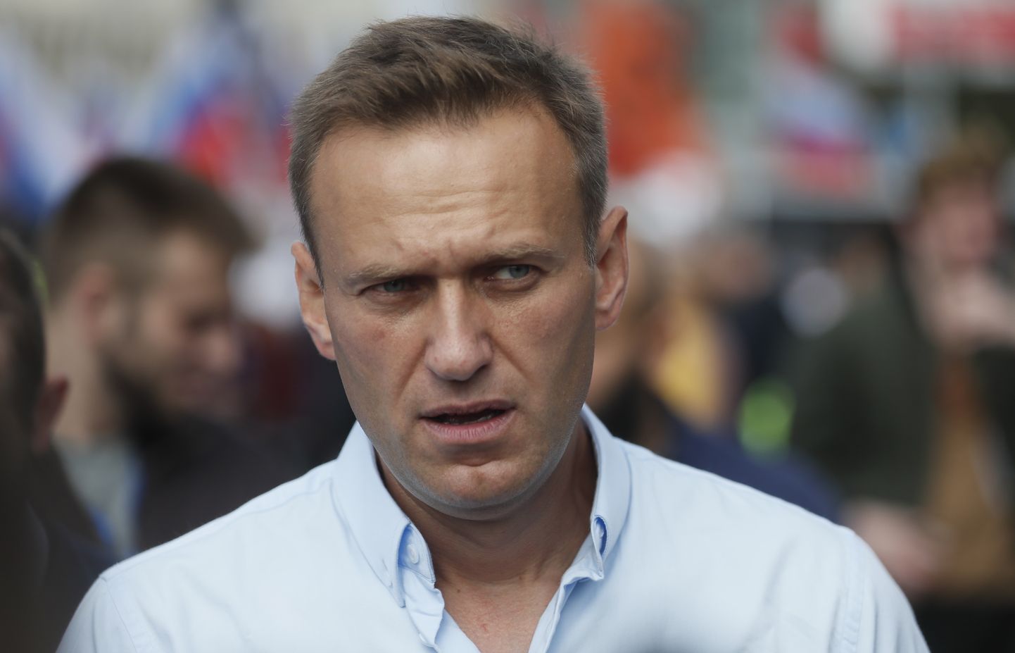 Vene opositsiooniaktivist Aleksei Navalnõi laupäeval Moskvas opositsiooni meeleavaldusel vabade ja õiglaste kohalike valimiste toetuseks.