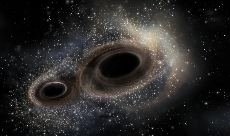 Illustratsiooni fragment esimesest LIGO vaadeldud gravitatsioonilaine sündmusest. Kui keerata gravitatsioonilainete seade õigele sagedusele, võiksime nii näha ka tulnukate kosmoselaeva mootoririket.
