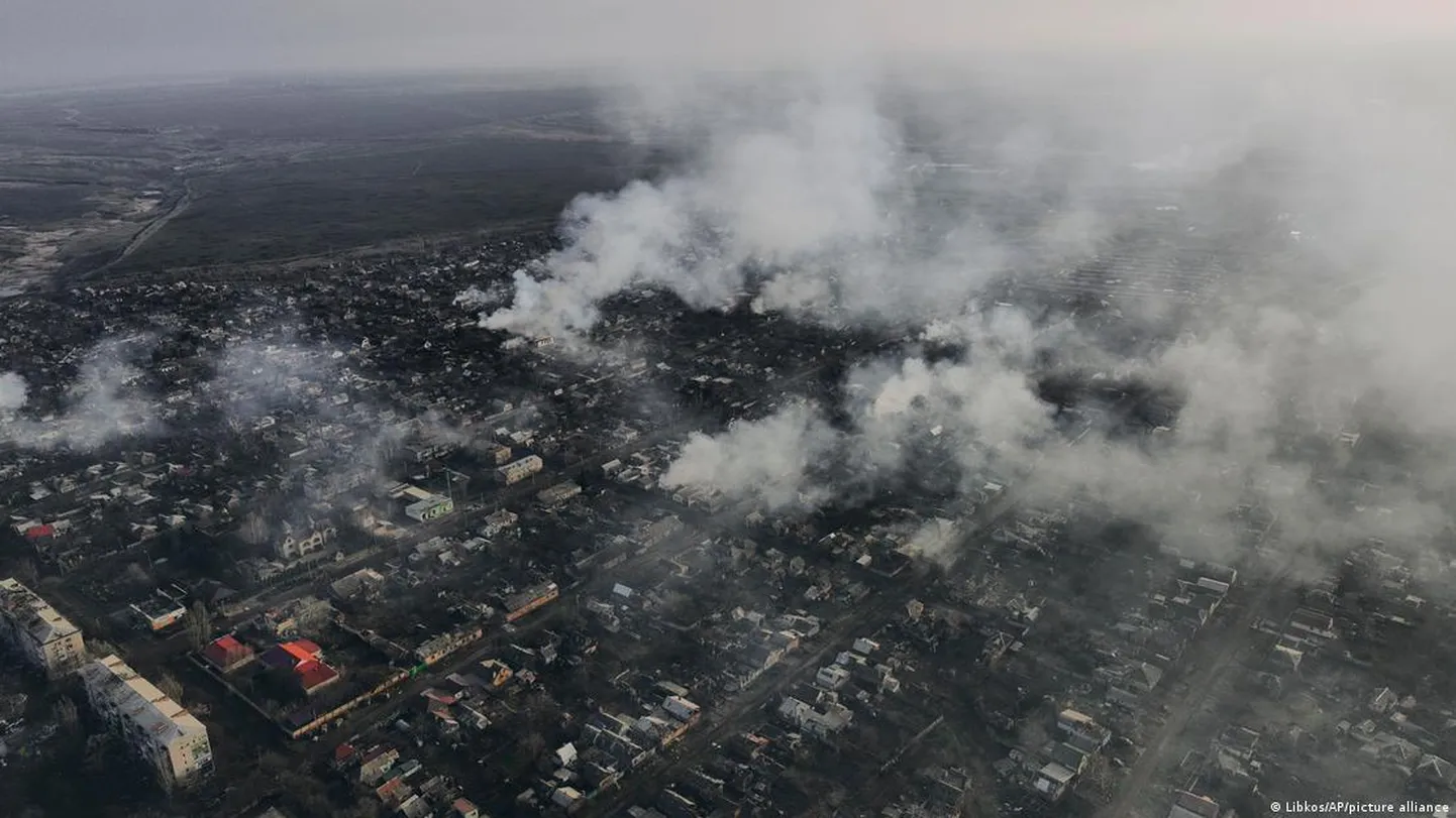Российский обстрел города Бахмут.