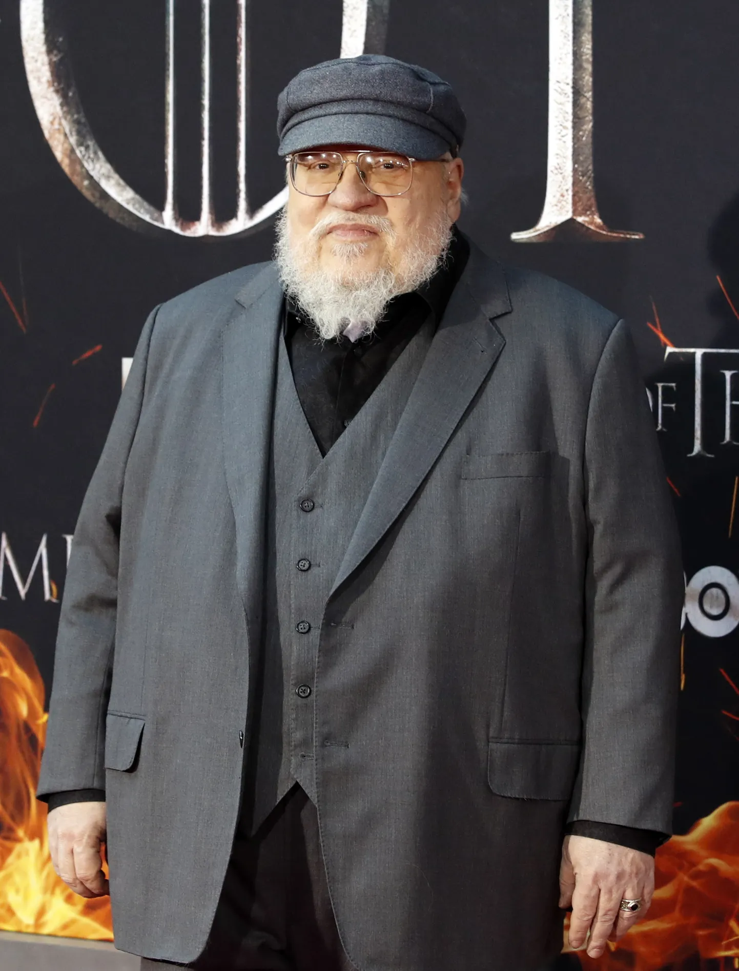 epa07483892 US novelist George R. R. Martin arrives for the New York red carpet premiere for the eighth and final season of Game of Thrones at Radio City Music Hall in New York, New York, USA, 03 April 2019.  EPA/JASON SZENES