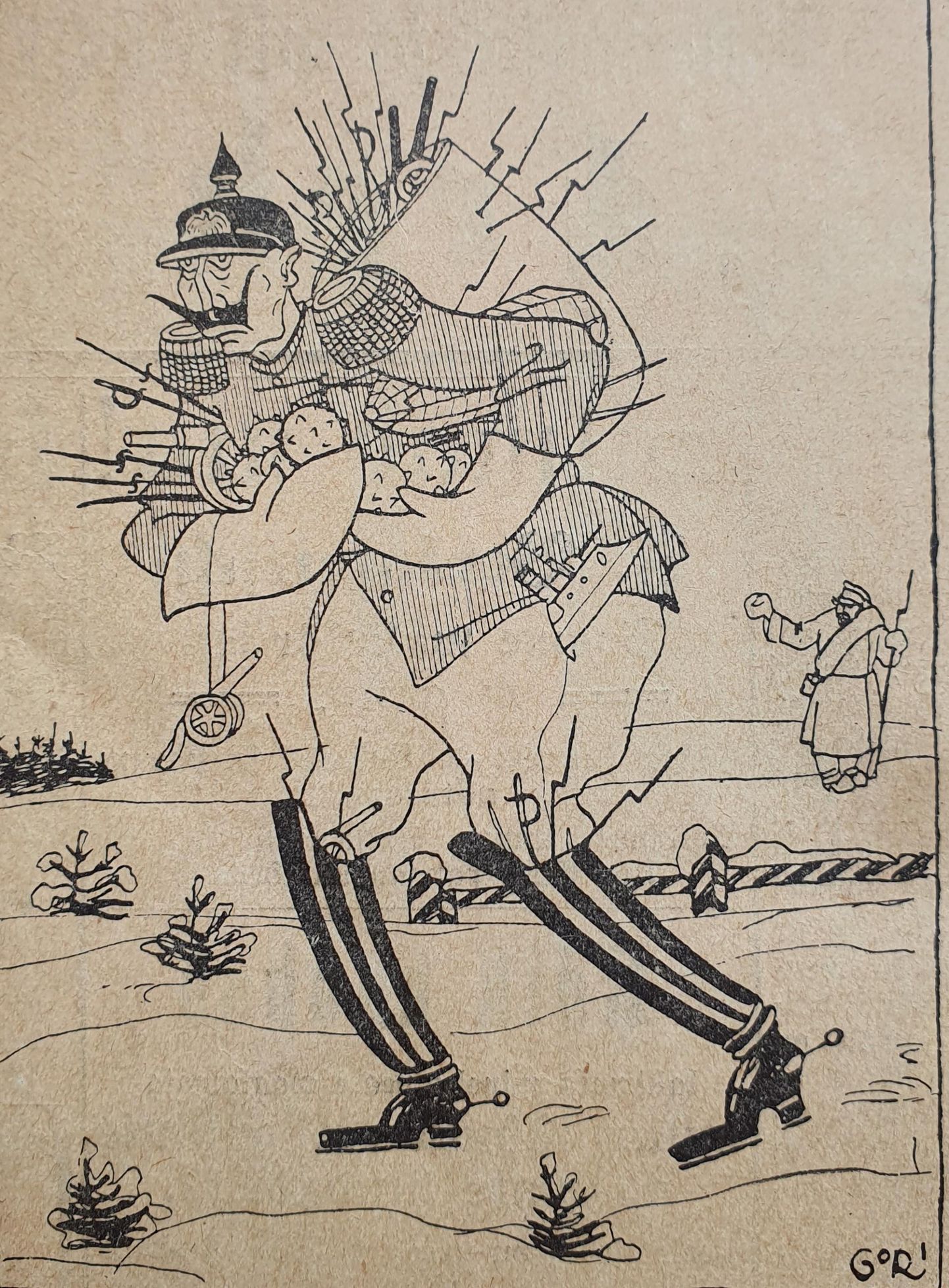 Gori karikatuur “Wilhelm jõumees” 23. detsembril 1914. aastal ilmunud ajakirjas Leek.