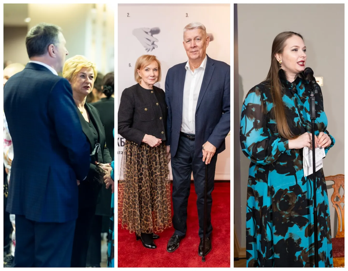 Экс-президент Латвии Раймонд Вейонис супругой, экс-президент Латвии Валдис Затлерс с супругой, директор Рижского русского театра им. М. Чехова Дана Бйорк