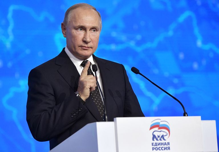 Vladimir Putin 8. detsembril 2018 partei Ühtne Venemaa kongressil kõne pidamas