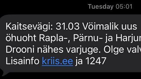 Kaitsevägi saatis droonihoiatuse mitmele maakonnale