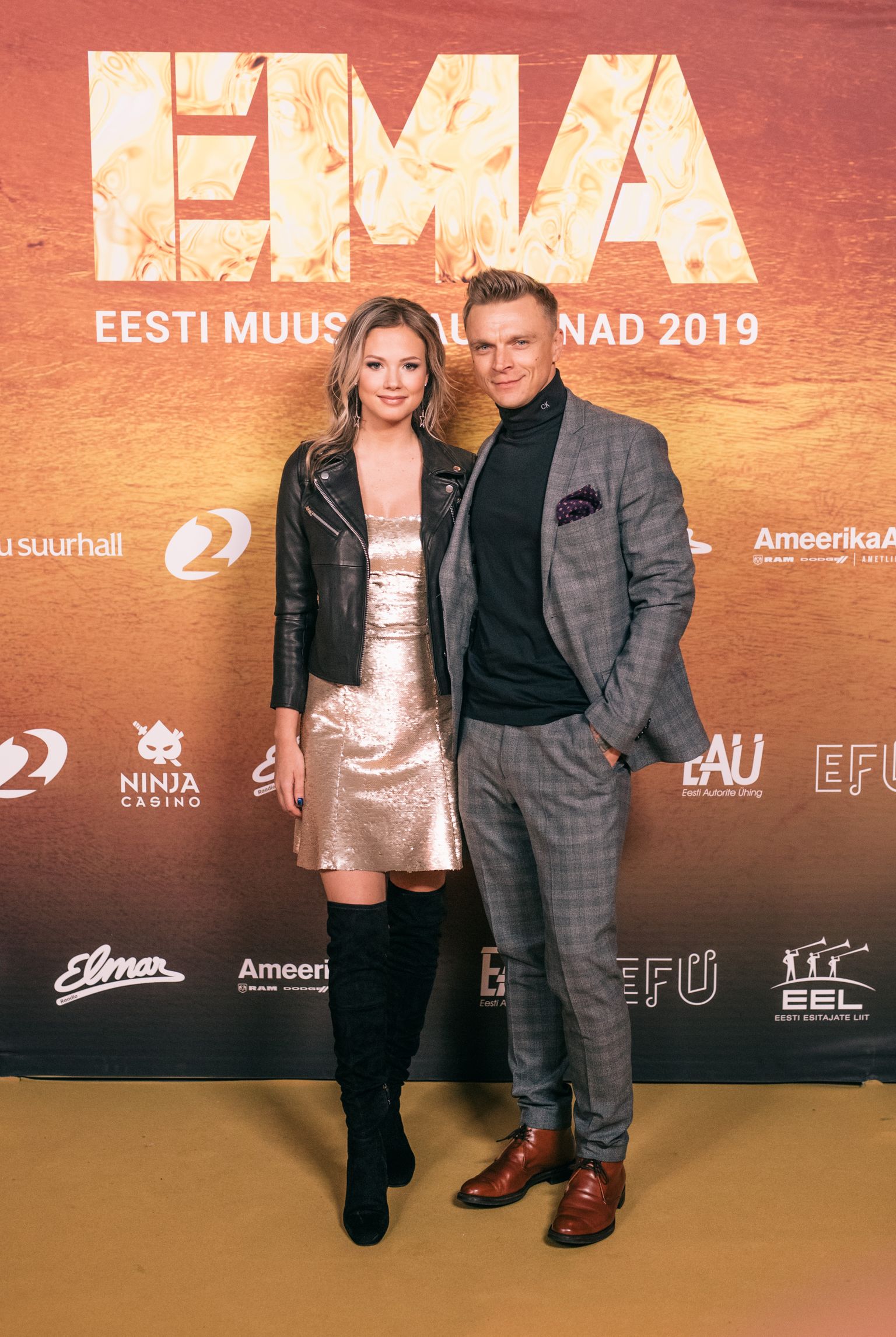 Lauren Villmann ja Tanel Padar 24. jaanuaril 2019 Eesti Muusikaauhindade galal Saku suurhallis.