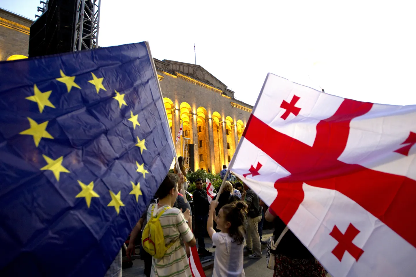 Euroopameelne meeleavaldus Gruusia pealinnas Thbilisis.