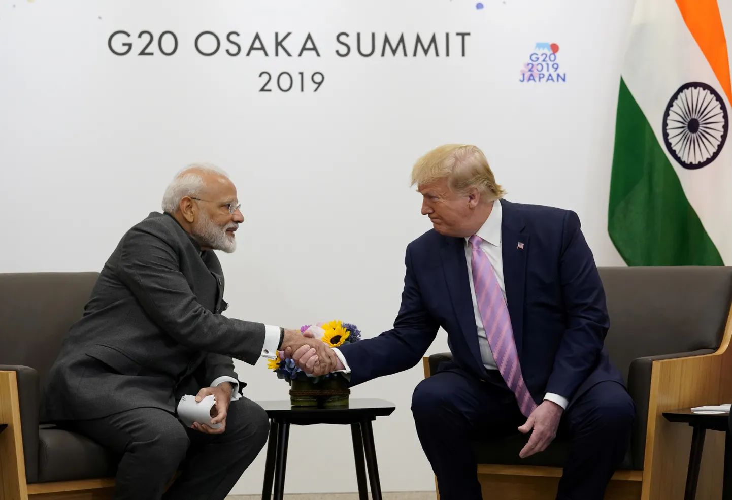 Donalda Trampa un Indijas premjerministra Narendra Modi tikšanās