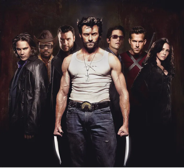 Vasakult paremale:Taylor Kitsch (Gambit), Will.i.am (John Wraith), Liev Schreiber (Sabretooth), Hugh Jackman (Wolverine), Tim Pocock (Cyclops), Ryan Reynolds (Wade Wilson), Lynn Collins (Silverfox).