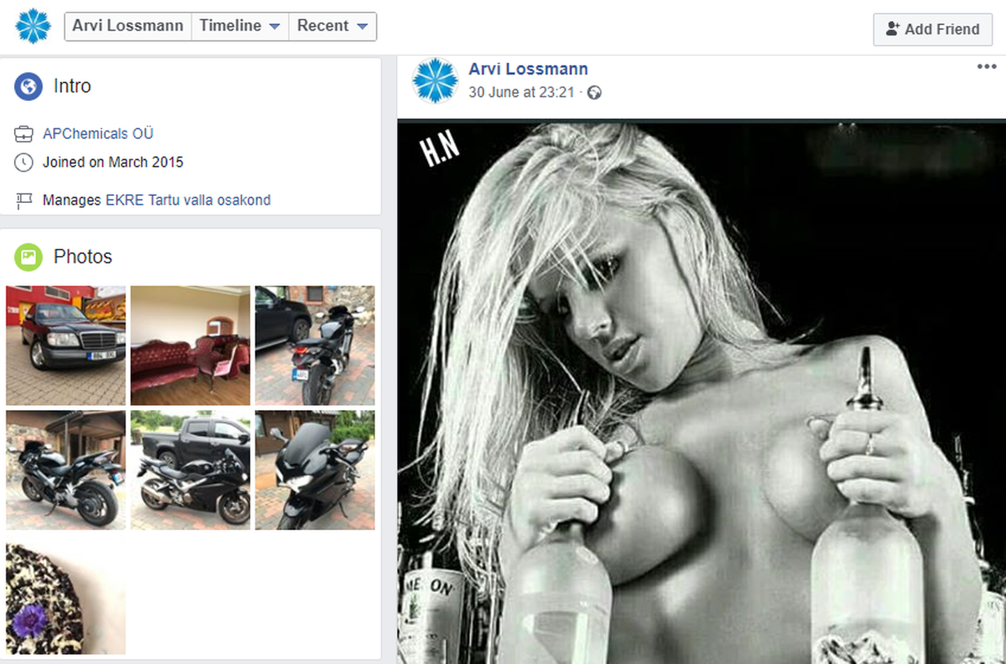 Uus EAS-i nõukogu liige, Arvi Lossmann, jagas Facebookis seksikat pilti.