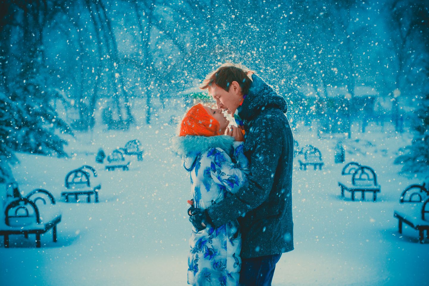 Зимняя романтика. Поцелуй, зима.