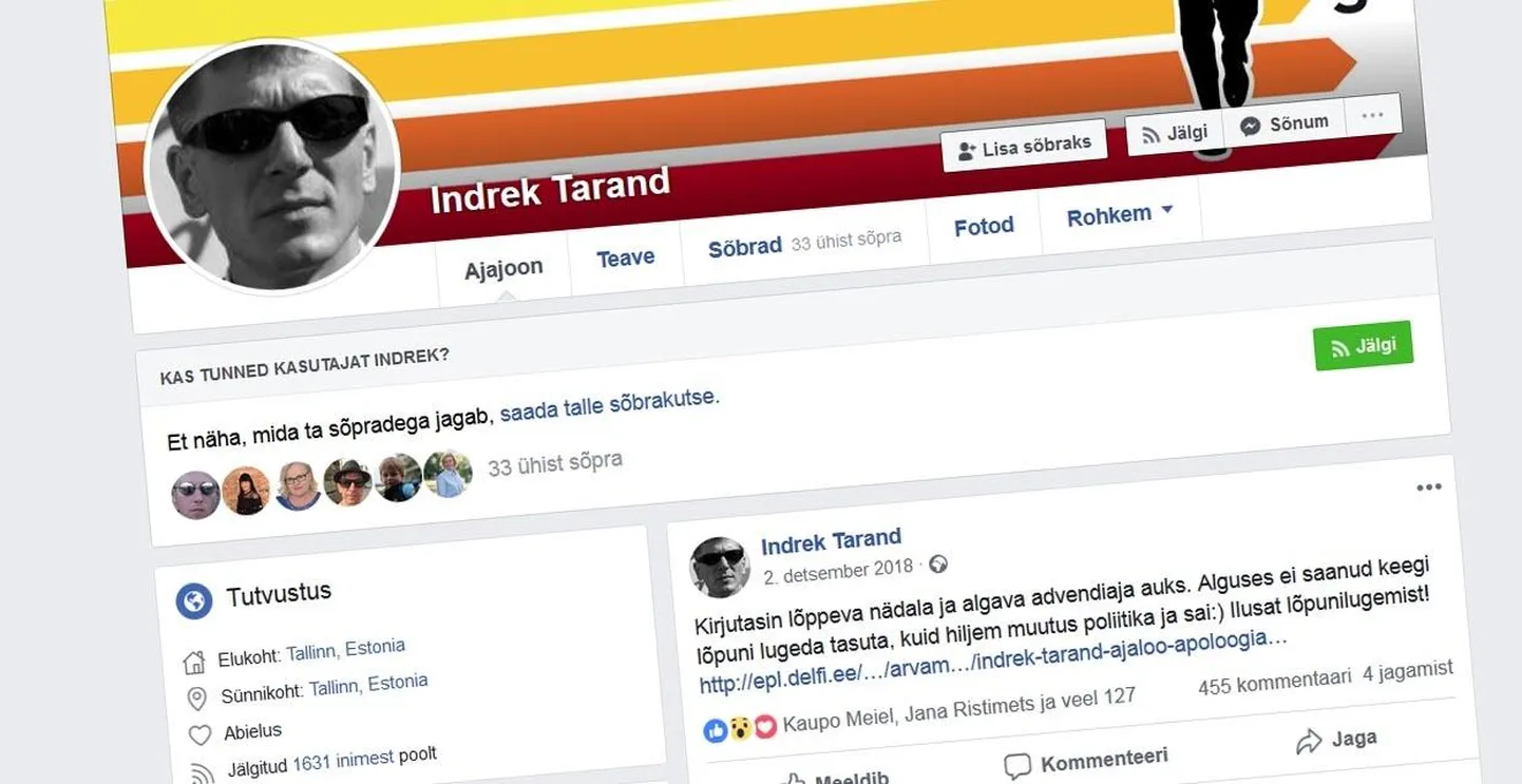 Indrek Tarandi Facebooki konto.