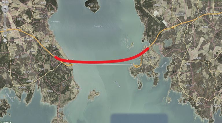 Планируемый мост Сааремаа на карте. 
