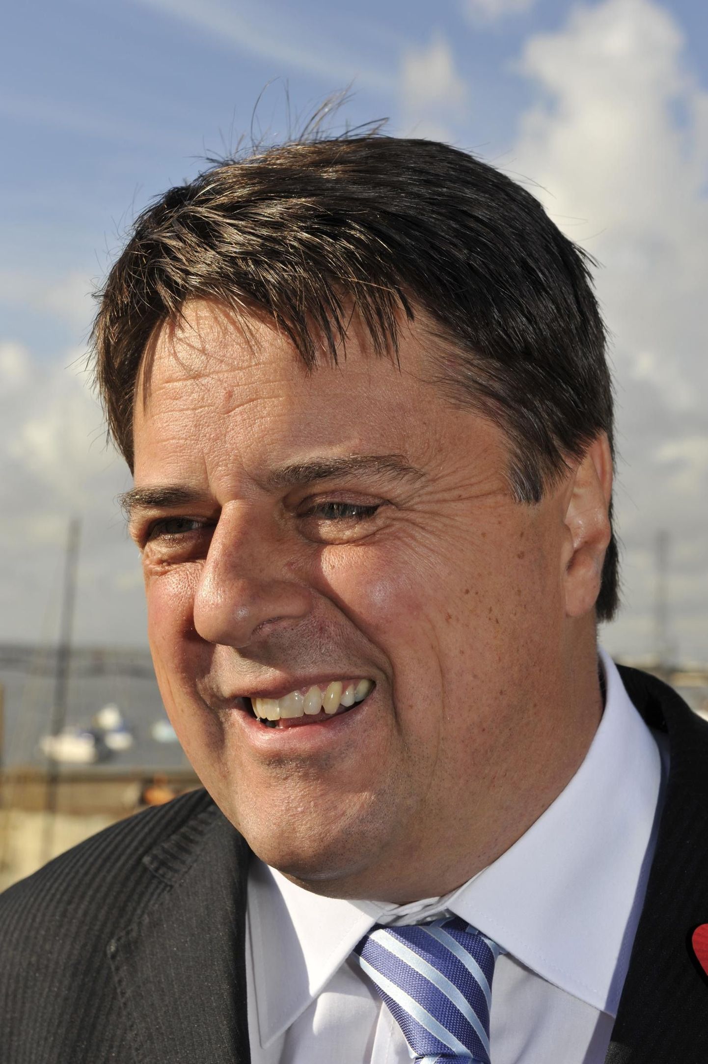 Nick Griffin, the leader of the British Nationalist Party talks to the media during a visit to Grays, Essex, following his appearance on BBC Question Time last night.