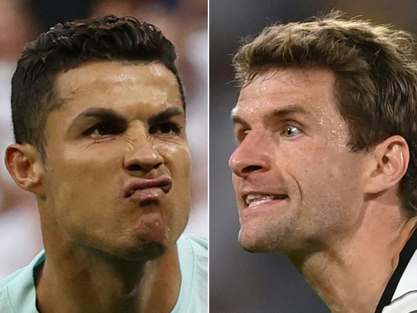 Portugallane Cristiano Ronaldo (vasakul) ega sakslane Thomas Müller ei kavatse teineteisele armu anda.