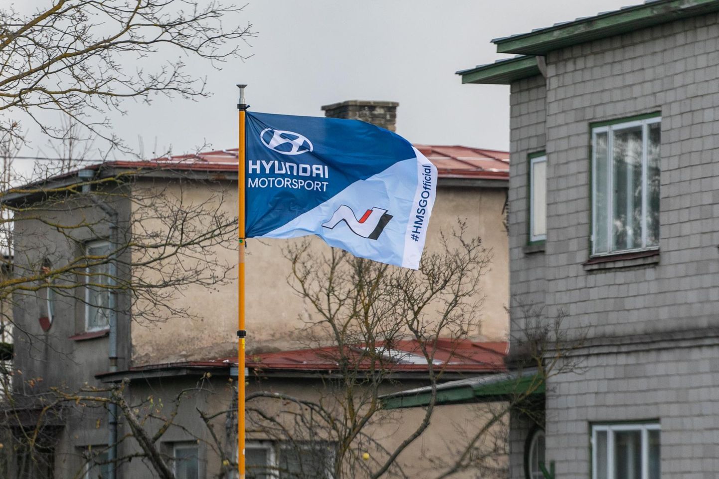 Hyundai Motorspordi lipp Karja tänaval.