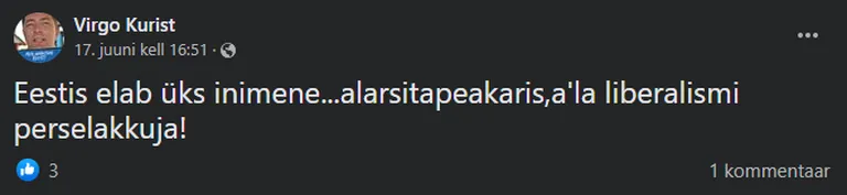 Virgo Kuristi sotsiaalmeediapostitus.