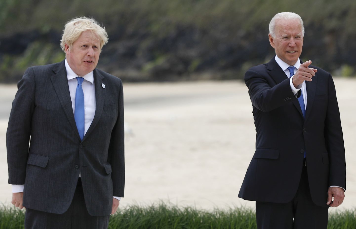 Briti peaminister Boris Johnson ja USA president Joe Biden Inglismaal Cornwallis G7 tippkohtumise eel.