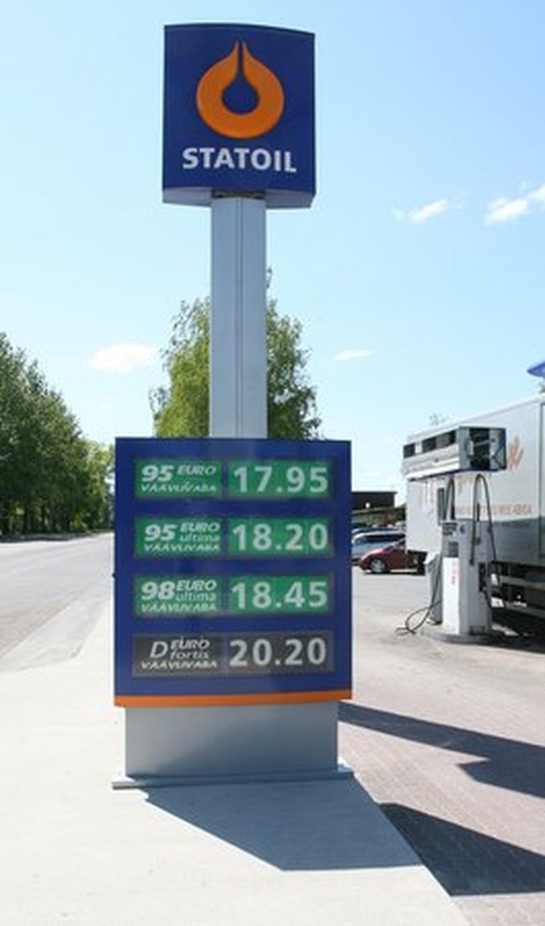 Kütustehinnad 2008. aasta maikuus Statoili tanklas.