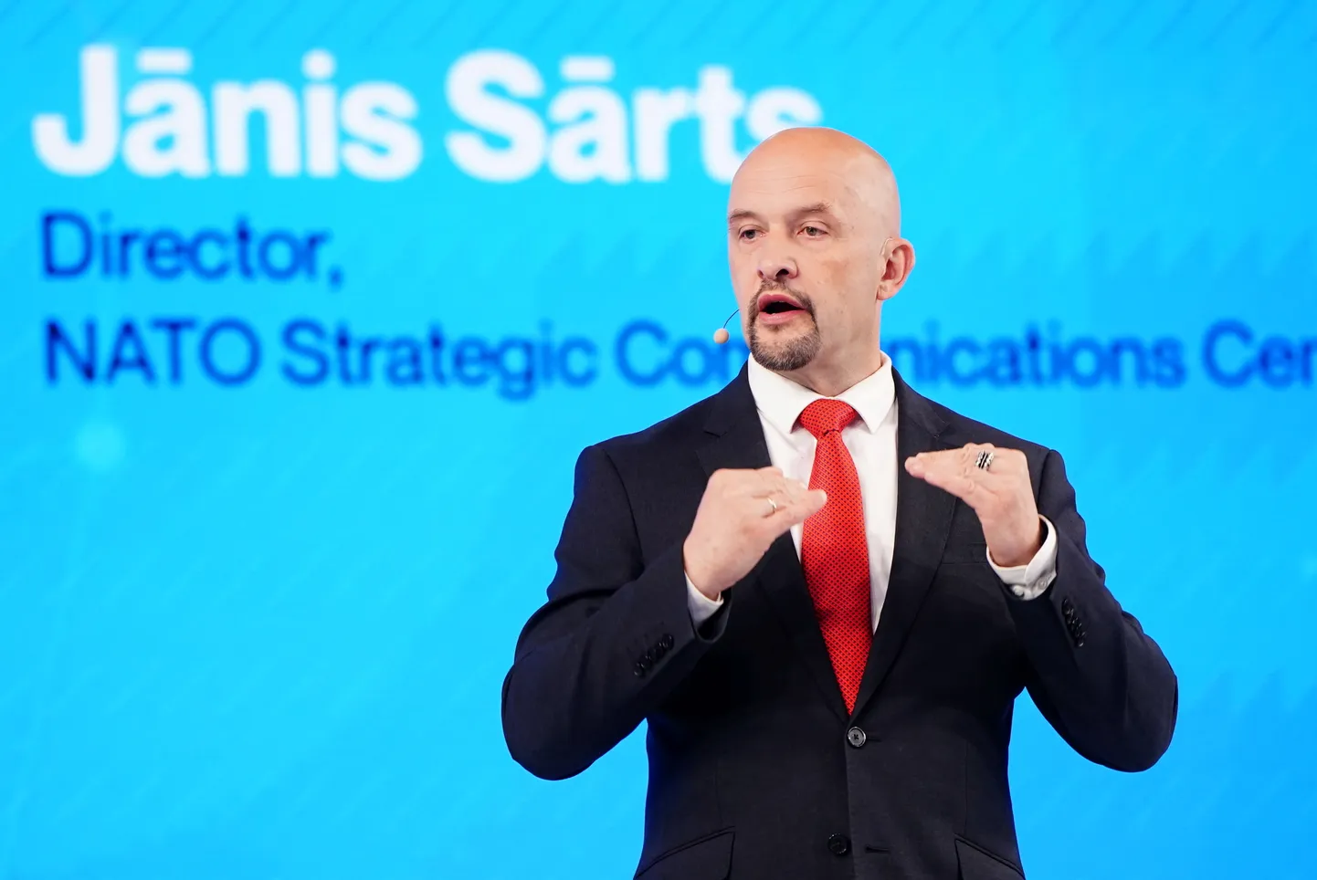 NATO Stratēģiskās komunikācijas izcilības centra direktors Jānis Sārts piedalās konferencē "Riga StratCom Dialogue 2024".