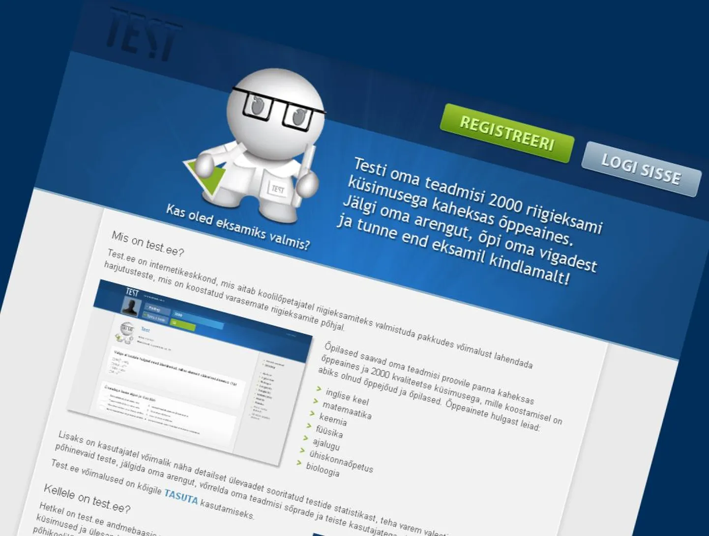 Internetikeskkond riigieksamiteks valmisoleku testimiseks.