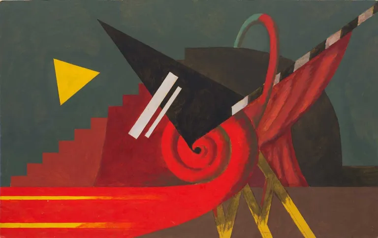 Juris Dimiters (1947) "Abstrakta kompozīcija"
1985. Kartons, eļļa. 110x69 cm. Sākuma cena 1500 eur.