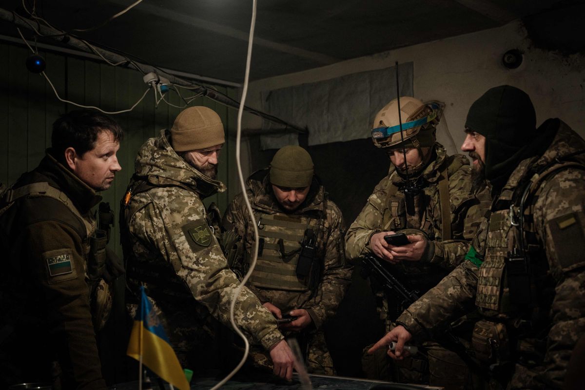 Ukraina piirivalve sõdurid Bahmutis 9. veebruaril. 