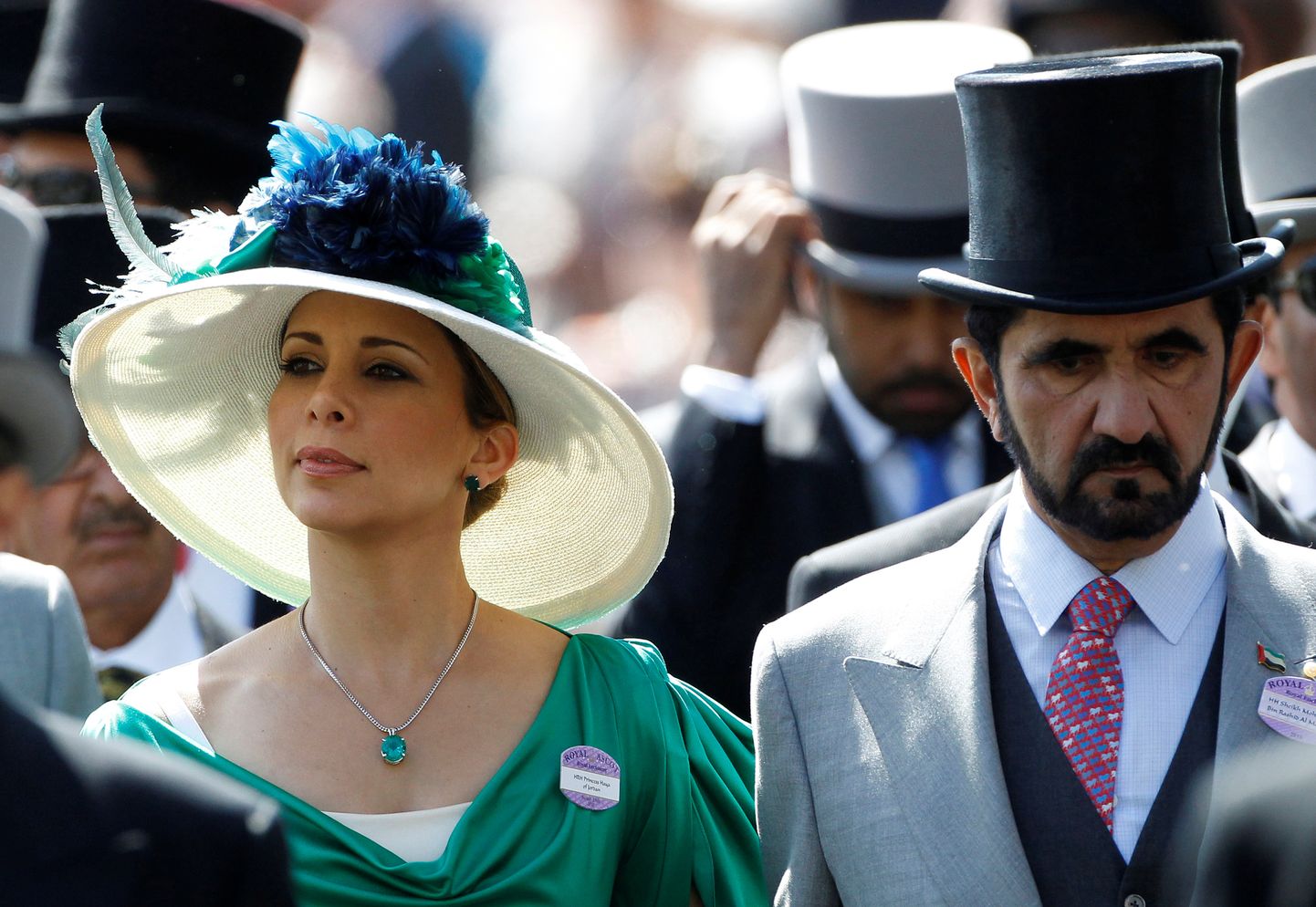 Printsess Haya bint Al-Hussein ja ta abikaasa, Dubai šeik Mohammed bin Rashid al-Maktoum juunis 2010 Suurbritannias Ascoti kuninglikel võiduajamistel