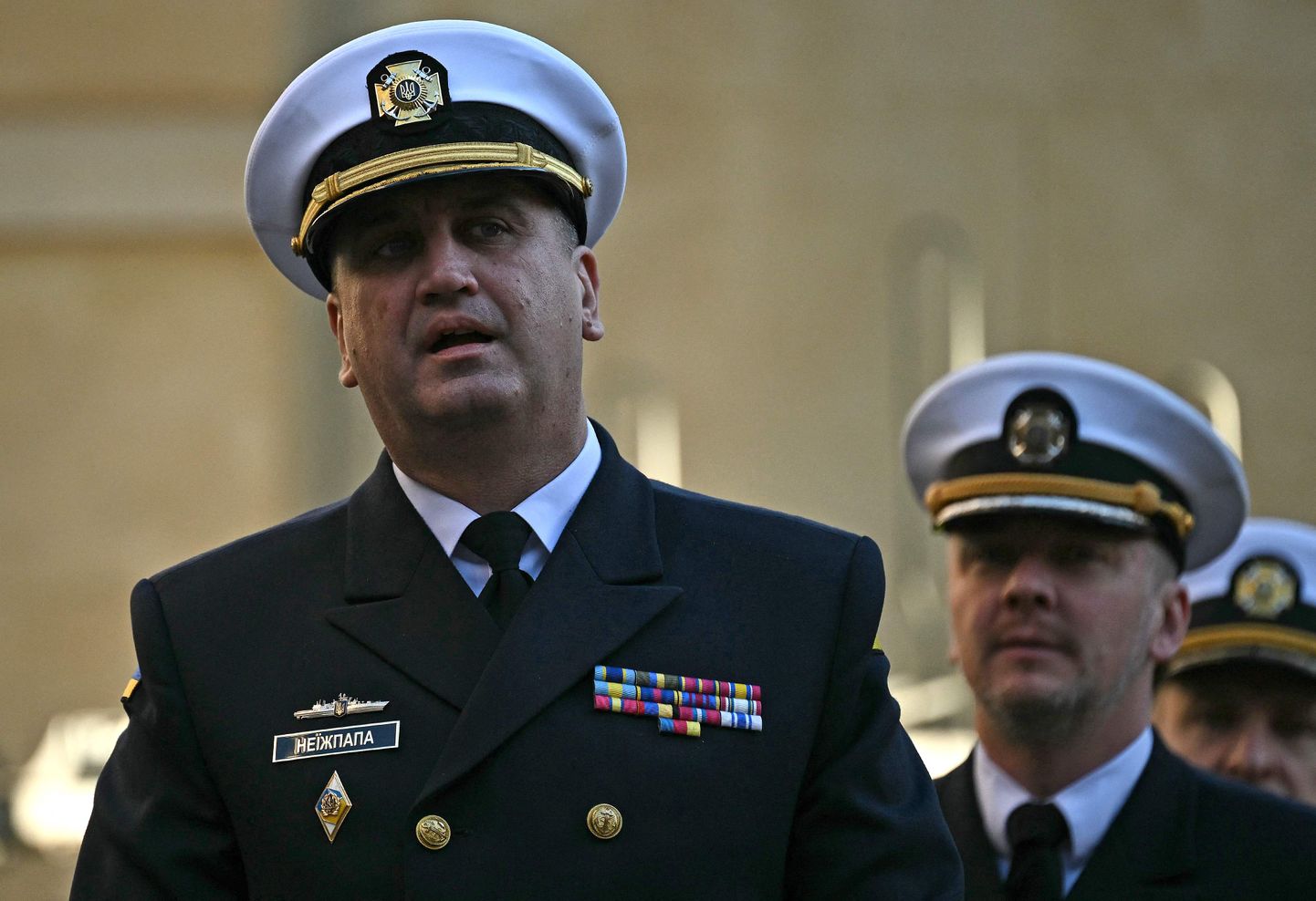 Ukraina mereväe ülem viitseadmiral Oleksi Neižpapa ametlikul kohtumisel Londonis möödunud aasta detsembris.