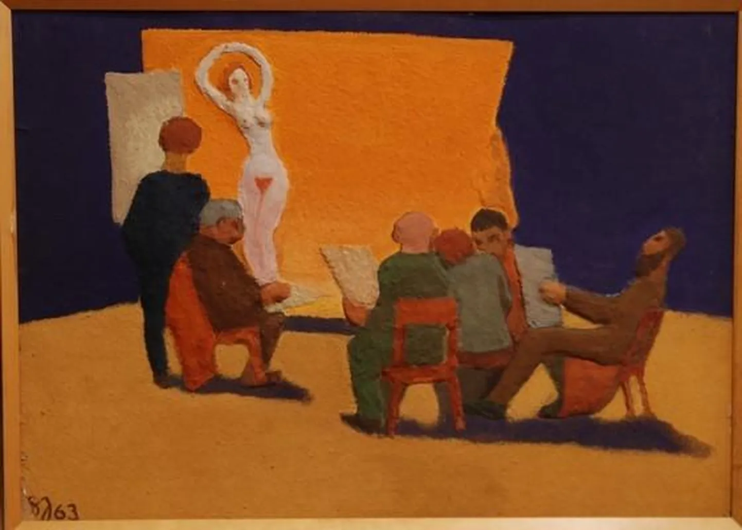 Silvia Jõgever. "Kunstnikud ja modell." Detail. 1963. Tartu kunstimuuseum.