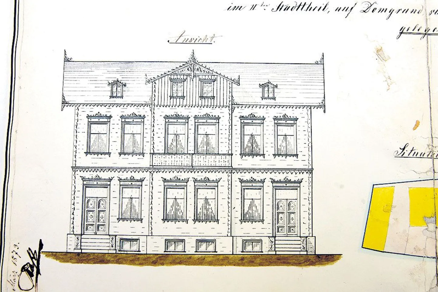 Nii nägi välja hoone Vallikraavi 10 krundil 1873. aasta 
plaanil.