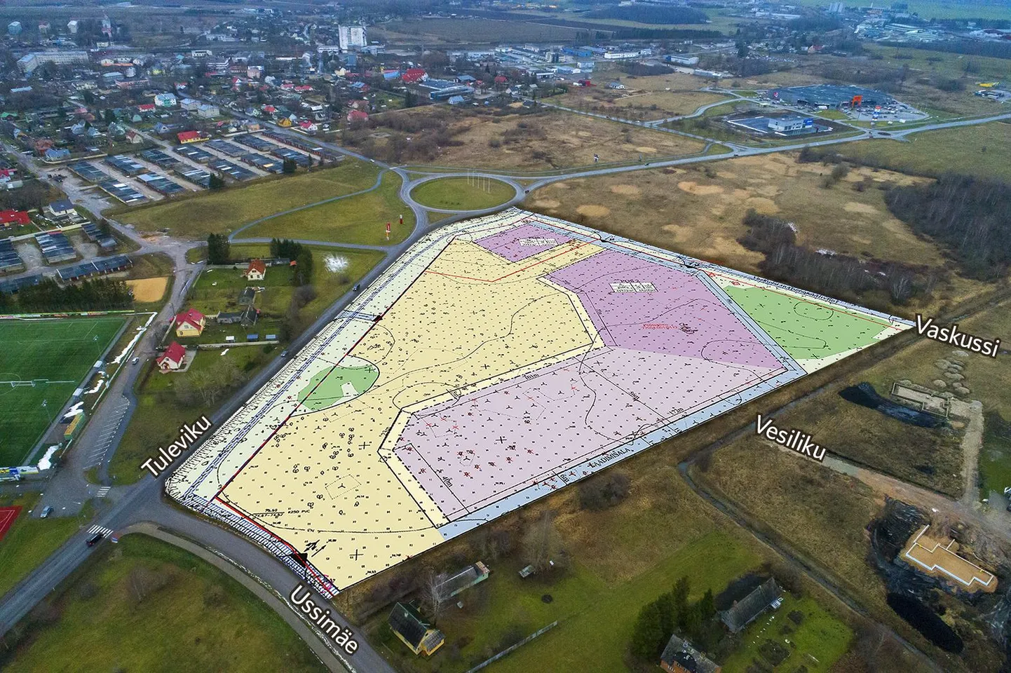 Ussimäe küla Pääsusilma kinnistu, kuhu kavatsetakse rajada kaubanduskeskus.