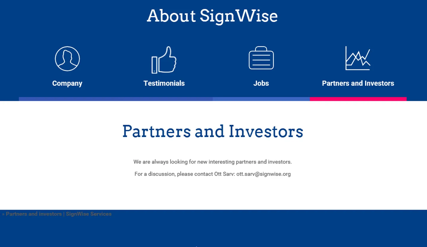 Signwise otsib oma veebilehel uusi investoreid