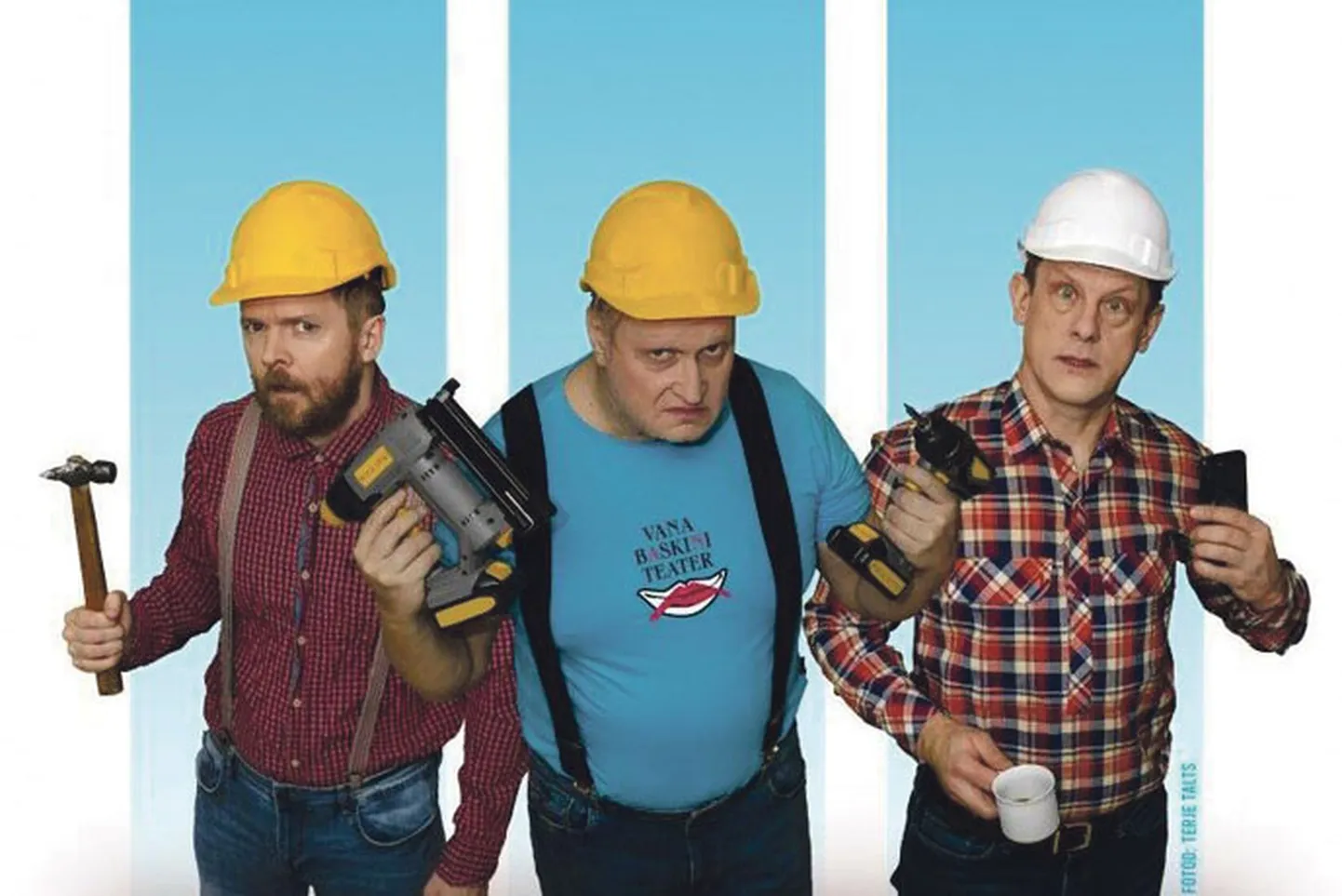 Vana Baskini teatri lavastuses "Kalevipojad – Made In Finland!” mängivad Ott Sepp, Indrek Taalmaa ja Jan Uuspõld.