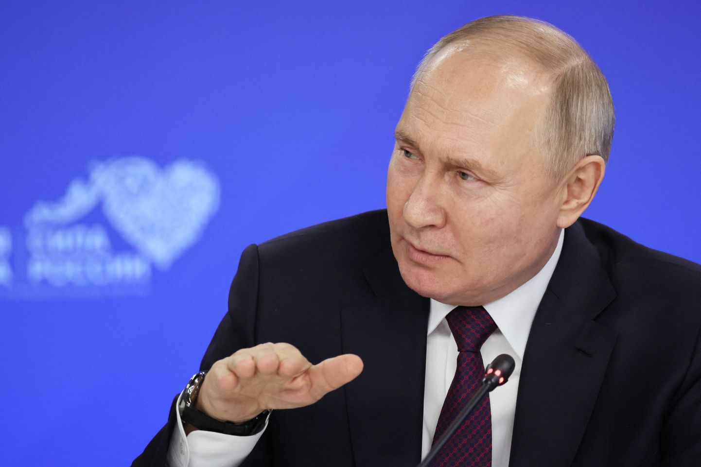 Vene president Vladimir Putin kohtus 16. jaanuaril 2024 Moskva oblastis Venemaa omavalitsuste juhtidega ülevenemaalise omavalitsuste foorumi «Väike kodumaa – Venemaa tugevus» raames.
