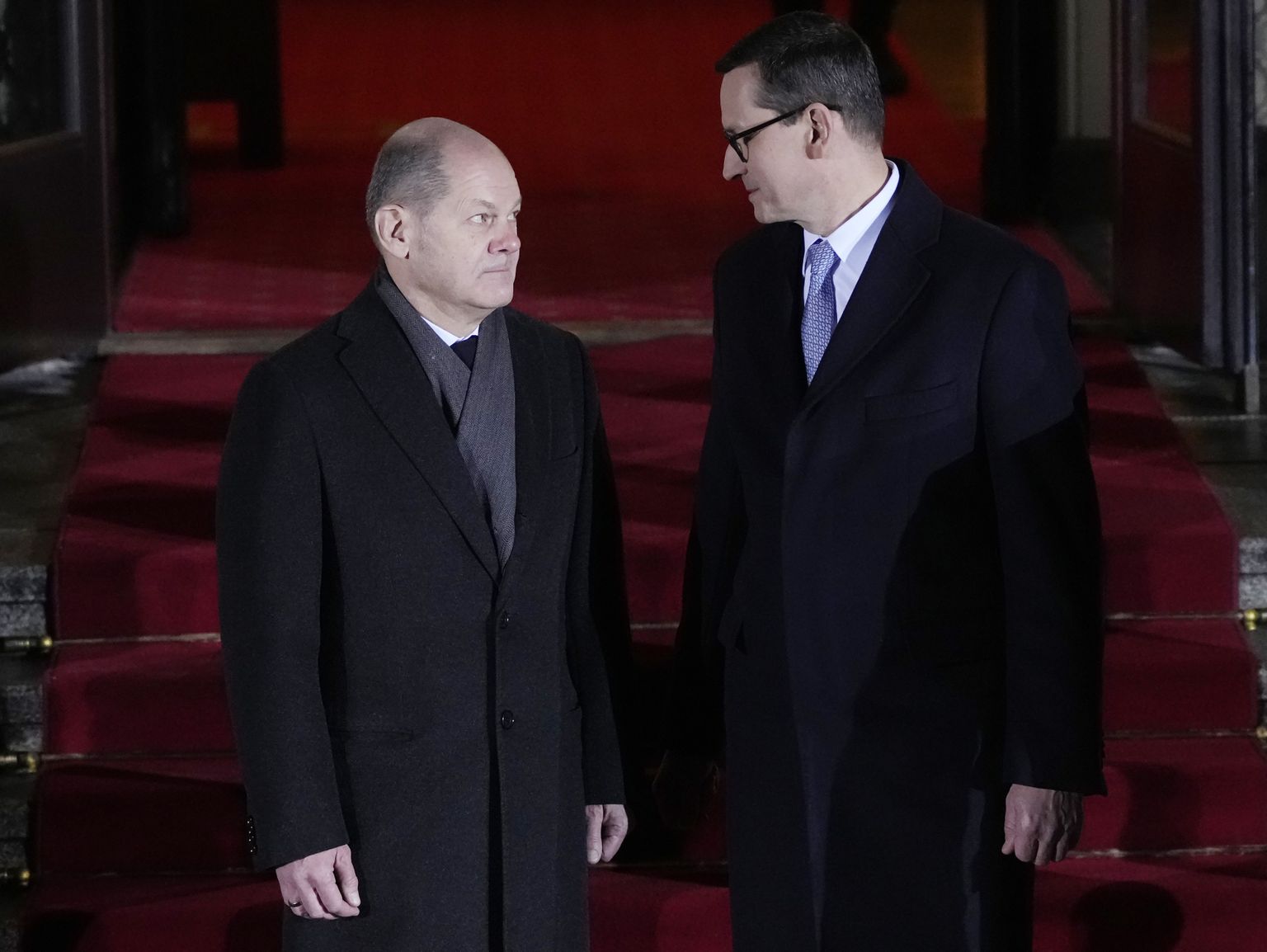 Встреча канцлера Германии Олафа Шольца с премьер-министром Польши Матеушем Моравецким осенью 2021 года.