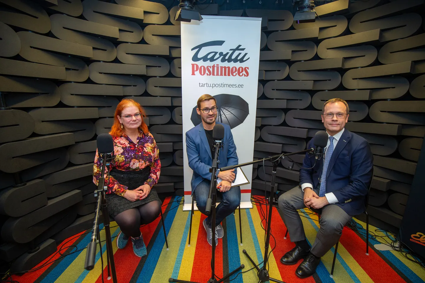 Loone Ots, Rannar Raba ja Urmas Klaas saate «Sõna sõna vastu» salvestusel.