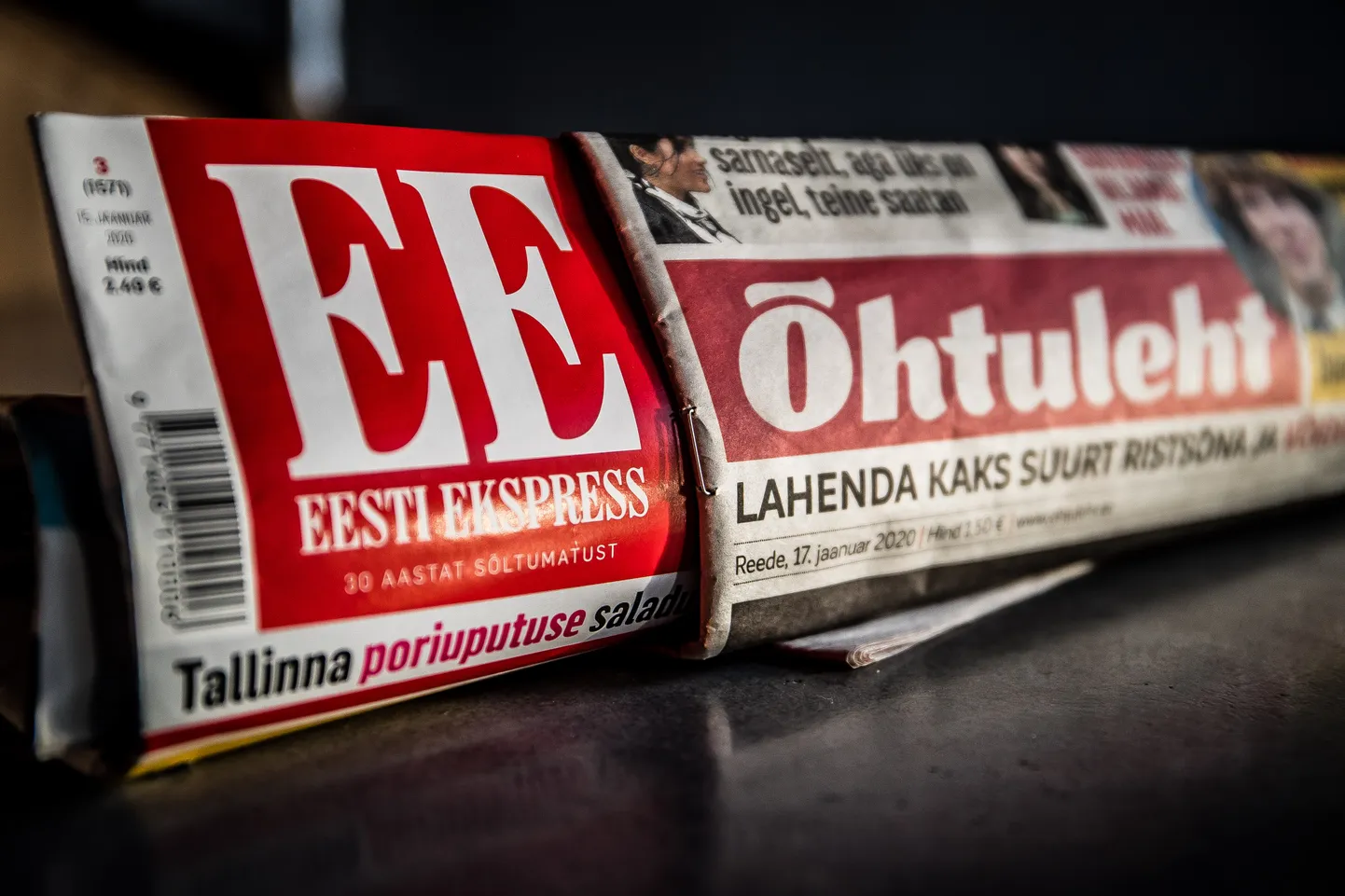 Ekspress Grupi väljaantav Eesti Ekspress ajalehtede väljapanekus.