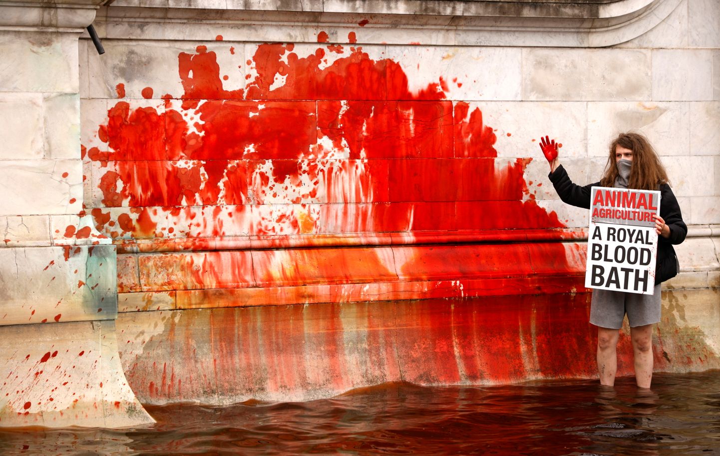 Mässulised värvisid basseinid ja nendes oleva vee veripunaseks