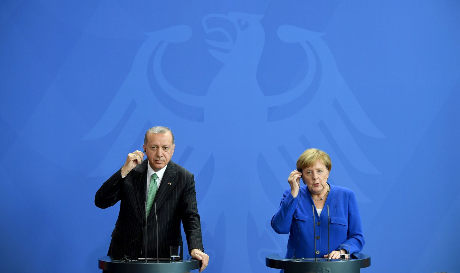 Turcijas prezidents Redžeps Tajips Erdoans un Vācijas kanclere Angela Merkele