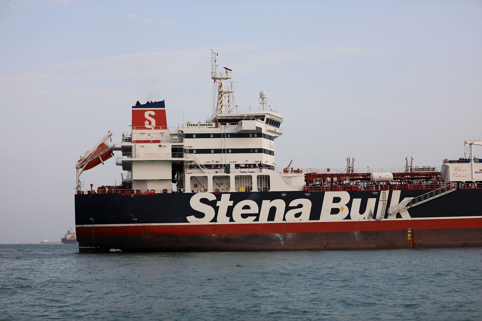 Briti lipu all sõitev hõivatud tanker Stena Impero 21. juulil Iraani Bandar Abbasi sadamas.