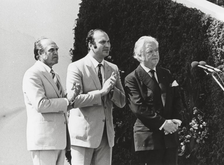 Arnold Green 1980. aasta Tallinna olümpiaregati lõputseremoonial koos rahvusvahelise olümpiakomitee presidendi Michael Killaniniga (paremalt esimene).